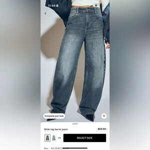 Bershka High Rise Jeans - Dark Blue